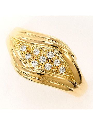 Unbranded 18K (18-karat) Yellow Gold Ring with 0.08ct Diamond, Certificate of Authenticity, Total Weight 3.6g, Jewelry (view 1)