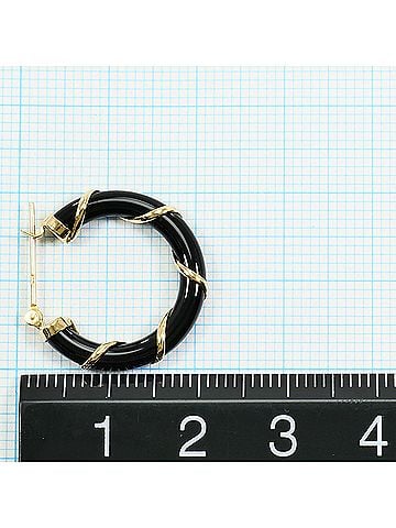 Unbranded 18K (18-karat) Yellow Gold (YG) Earrings with Onyx, Total Weight 2.5g, Jewelry (view 2)