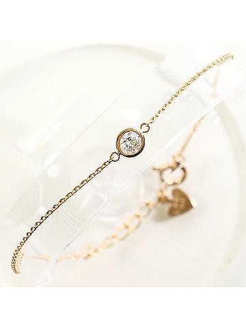 Unbranded 18K (18-karat gold) Pink Gold Bracelet with 0.10ct Diamond, Total Weight 0.8g, 19cm, Jewelry (view 1)