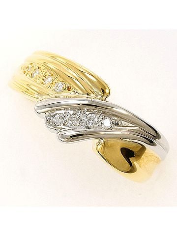 Unbranded PT850 Platinum 18K YG Yellow Gold Ring with 0.06ct Diamond, Certificate of Authenticity, Total Weight 4.2g, Jewelry (view 1)