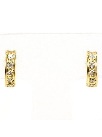 Unbranded 18K (18-karat) Yellow Gold Earrings with 0.09ct Diamonds, Total Weight 2.2g, Jewelry (view 1)