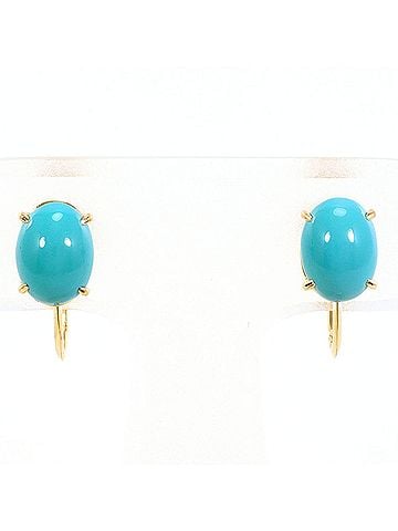 Unbranded 18K (18-karat) Yellow Gold (YG) Earrings with Turquoise, Total Weight 1.6g, Jewelry (view 1)