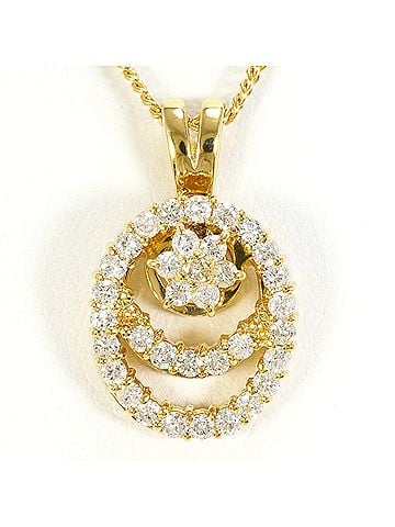 Unbranded 18K (18-karat) Yellow Gold Necklace with 0.58ct Diamond, Total Weight 6.3g, 45cm Length, Jewelry (view 1)