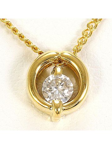 Unbranded 18K (18-karat) Yellow Gold Necklace with 0.14ct Diamond, Total Weight 2.8g, 40cm Length, Jewelry (view 1)