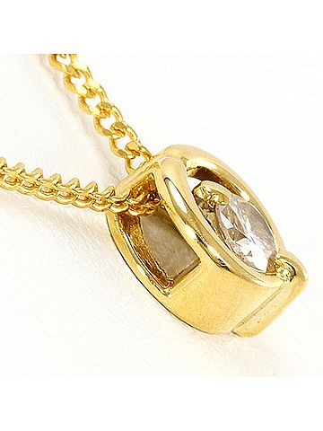 Unbranded 18K (18-karat) Yellow Gold Necklace with 0.14ct Diamond, Total Weight 2.8g, 40cm Length, Jewelry (view 2)