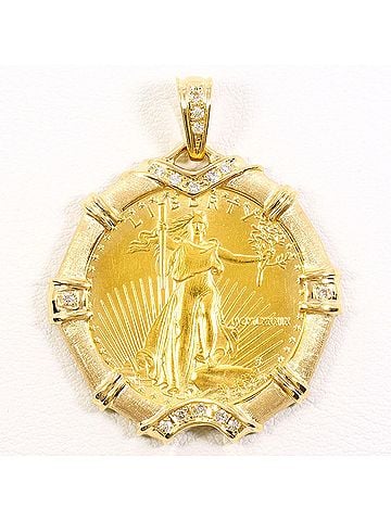 Unbranded K22 22K YG Yellow Gold 18K Pendant Top 1.2 oz Diamond 0.18ct Total Weight 23.6g Jewelry (view 1)