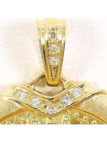 Unbranded K22 22K YG Yellow Gold 18K Pendant Top 1.2 oz Diamond 0.18ct Total Weight 23.6g Jewelry (view 2)