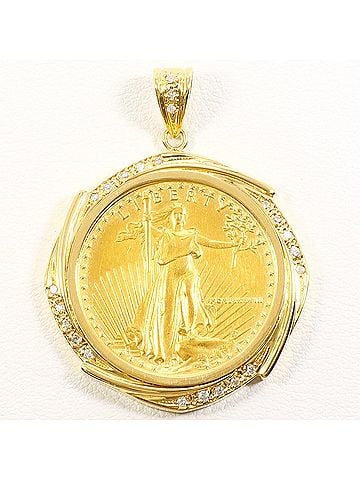 Unbranded K22 22K YG Yellow Gold 18K Pendant Top 1.2 oz Diamond 0.20ct Total Weight 25.7g Jewelry (view 1)