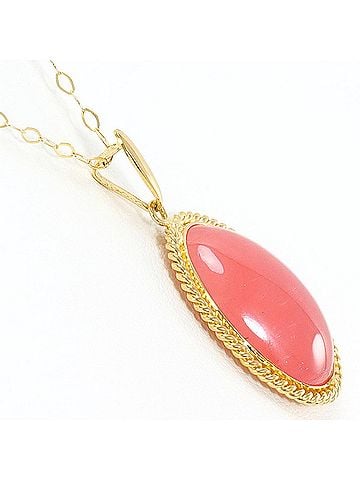 Unbranded 18K (18-karat) Yellow Gold Necklace with Carnelian, Total Weight 3.7g, 40cm, Jewelry (view 2)