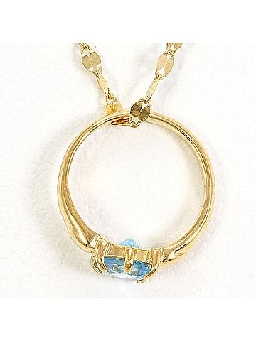 Unbranded 18K (18-karat) Yellow Gold Necklace with Blue Topaz, Total Weight 1.1g, 45cm, Jewelry (view 1)