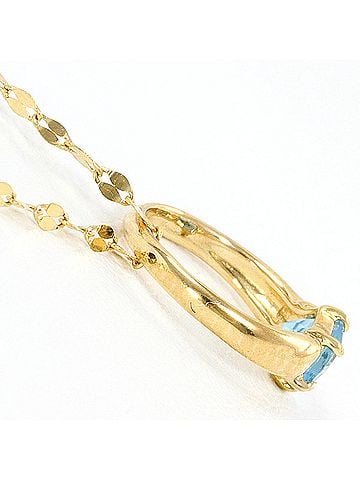 Unbranded 18K (18-karat) Yellow Gold Necklace with Blue Topaz, Total Weight 1.1g, 45cm, Jewelry (view 2)