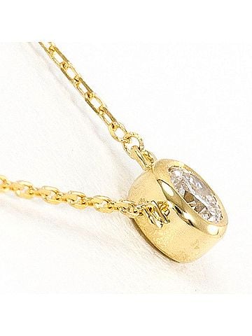 Unbranded 18K (18-karat) Yellow Gold Necklace with 0.10ct Diamond, Total Weight 0.8g, 39cm, Jewelry (view 2)