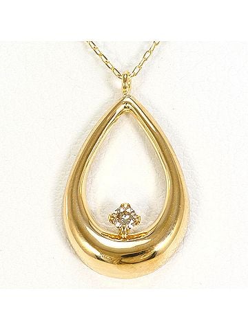 Unbranded 18K (18-karat) Yellow Gold Necklace with 0.03ct Diamond, Total Weight 0.7g, 40cm Length, Jewelry (view 1)