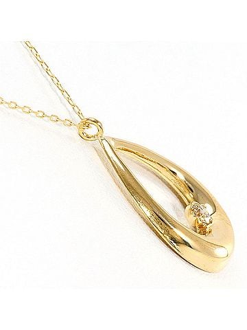 Unbranded 18K (18-karat) Yellow Gold Necklace with 0.03ct Diamond, Total Weight 0.7g, 40cm Length, Jewelry (view 2)