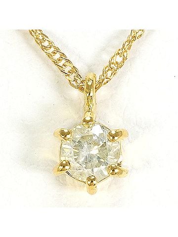 Unbranded 18K (18-karat) Yellow Gold Necklace with 0.1ct Diamond, Total Weight 1.1g, 42cm Length, Jewelry (view 1)