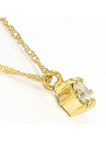 Unbranded 18K (18-karat) Yellow Gold Necklace with 0.1ct Diamond, Total Weight 1.1g, 42cm Length, Jewelry (view 2)