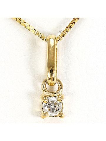 Unbranded 18K (18-karat) Yellow Gold Necklace with Diamond (carat weight not stamped), Total Weight 1.3g, 40cm, Jewelry (view 1)