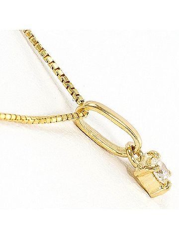 Unbranded 18K (18-karat) Yellow Gold Necklace with Diamond (carat weight not stamped), Total Weight 1.3g, 40cm, Jewelry (view 2)