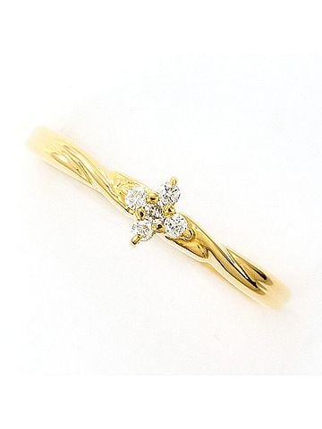 Unbranded 18K (18-karat) yellow gold ring with diamond (carat mark not specified), total weight 1.4g, jewelry. (view 1)