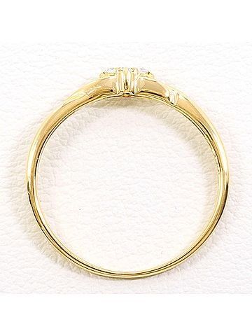 Unbranded 18K (18-karat) yellow gold ring with diamond (carat mark not specified), total weight 1.4g, jewelry. (view 2)
