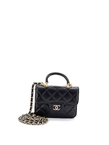 Chanel Top Handle Flap Coin Purse with Chain Quilted Lambskin (view 1)