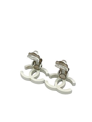 Chanel CC Silver Plated Lacquered Clip On Earrings (view 2)
