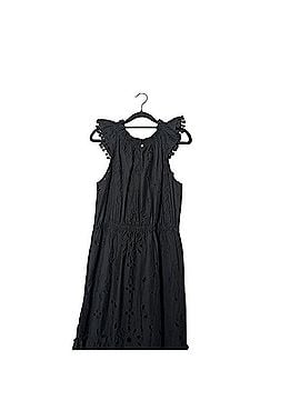 J.Crew Black Eyelet Midi With Pom Pom Trim Casual Dress (view 2)