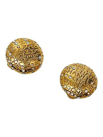 Chanel Chanel Logo Earrings, Gold Plated Rhinestones, Women's CHANEL (view 1)