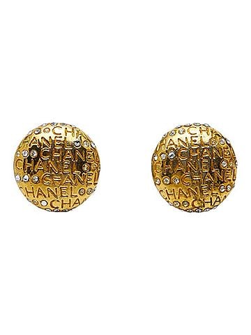 Chanel Chanel Logo Earrings, Gold Plated Rhinestones, Women's CHANEL (view 2)