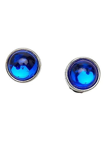 Chanel Chanel Logo Gripoix Earrings, Silver and Blue Metal, Women's, CHANEL (view 1)