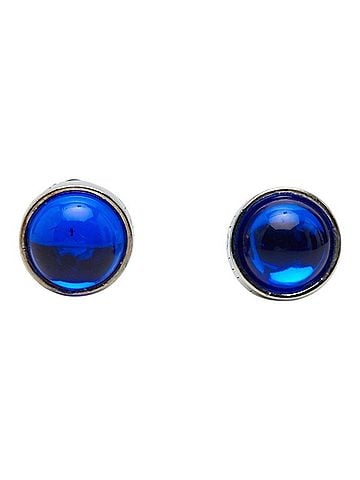Chanel Chanel Logo Gripoix Earrings, Silver and Blue Metal, Women's, CHANEL (view 2)