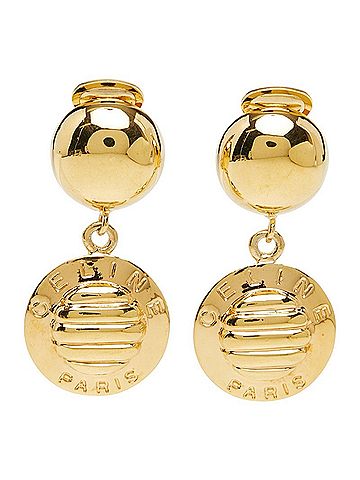 Céline Celine Vintage Triomphe Macadam Earrings, Gold Plated, Women's. (view 2)