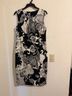 Talbots 98% Cotton 2% Spandex 100% Polyester Floral Black White Cocktail Dress Size 10 - photo 6