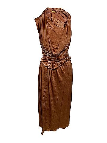 Dodo Bar Or Dodo Bar Or Ora Belted Midi Dress in Brown Satin (view 1)