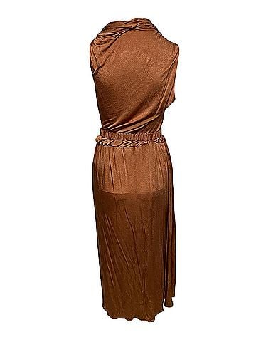 Dodo Bar Or Dodo Bar Or Ora Belted Midi Dress in Brown Satin (view 2)