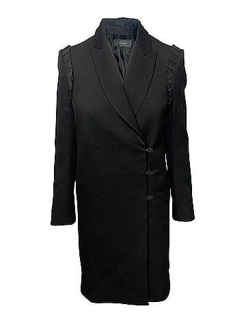 Joseph Joseph Ruffled Coat in Black Wool (view 1)