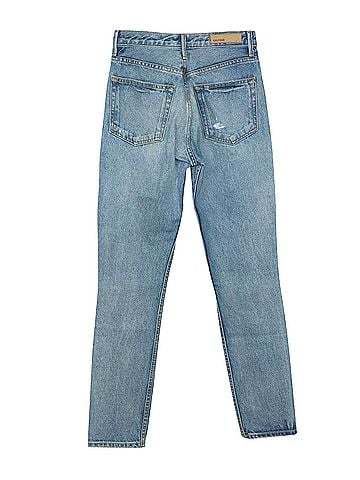 GRLFRND GRLFRND High-Rise Straight Leg Jeans in Blue Cotton (view 2)