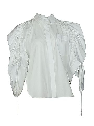 Antonio Berardi Antonio Berardi Oversized Ruffled Ruched Shirt in White Cotton (view 1)