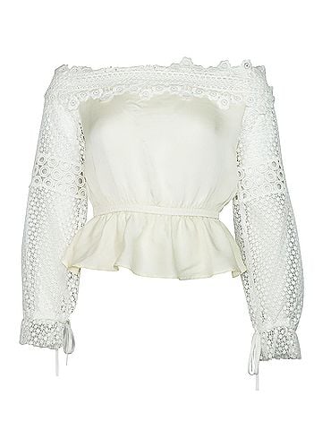 Self-Portrait Self Portrait Off the Shoulder Top in White Polyester (view 1)
