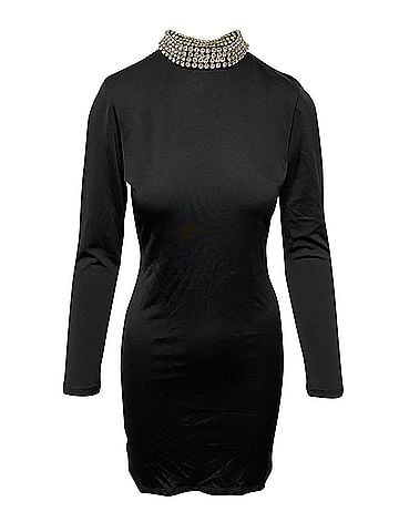 Alice + Olivia Alice + Olivia Diamond Open Back Dress in Black Polyester  (view 1)