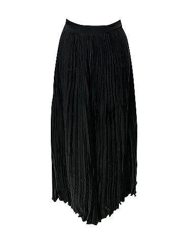 Joseph Joseph Pleated Midi Skirt in Black Cupro (view 1)