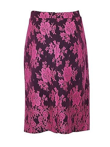 Erdem Erdem Shawna Floral Lace Skirt in Pink Viscose (view 2)