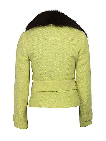 Dolce & Gabbana Dolce & Gabbana Tweed Belted Jacket with Detachable Fur in Yellow Wool (view 2)