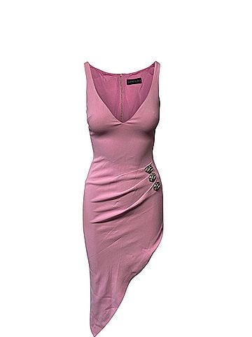 David Koma David Koma Crystal Embellished Asymmetric Dress in Pink Acetate (view 1)