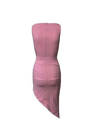 David Koma David Koma Crystal Embellished Asymmetric Dress in Pink Acetate (view 2)