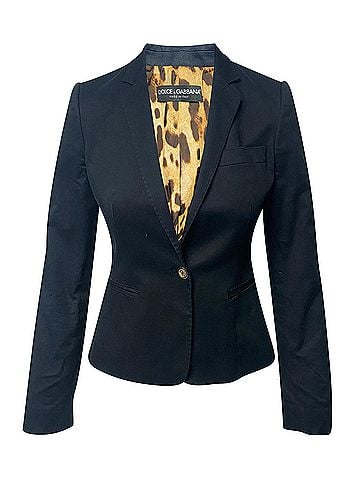Dolce & Gabbana Dolce And Gabbana Leopard Print Lined Blazer in Navy Blue Cotton (view 1)