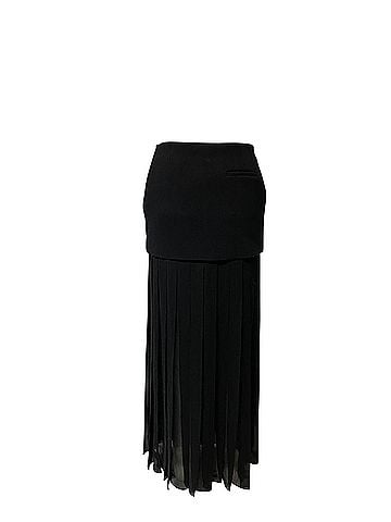 Vera Wang Vera Wang Pleated Maxi Skirt in Black Acetate (view 2)