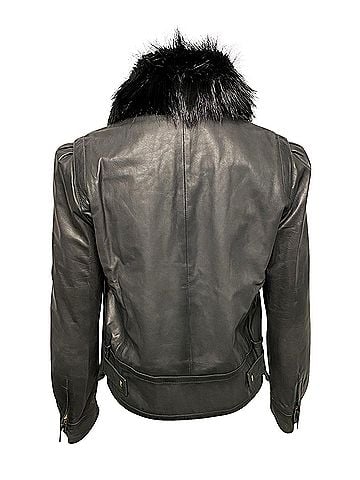 Gucci Gucci Jacket with Fur Collar Detail in Black Leather (view 2)