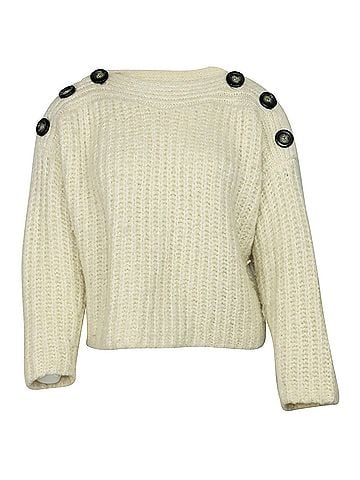 Isabel Marant Isabel Marant Button-detail Sweater in White Wool (view 1)