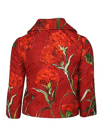 Dolce & Gabbana Dolce & Gabbana Floral Metallic Brocade Jacket in Red Cotton (view 2)